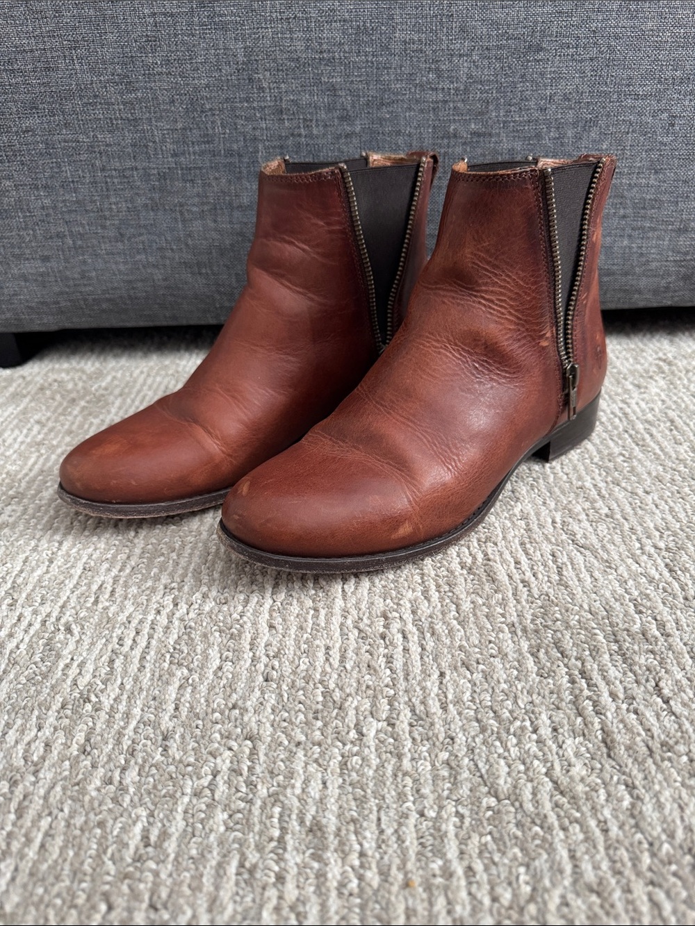Almost New Frye Cognac Genuine Leather Ankle Boots